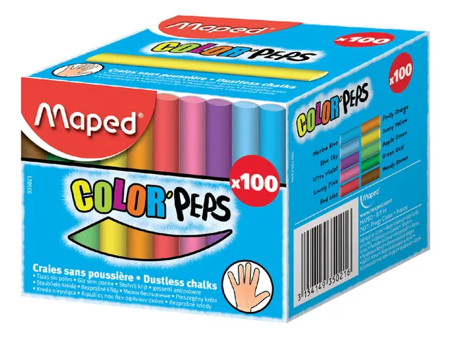 Schoolbordkrijt Maped Color'Peps doos à 100 stuks assorti