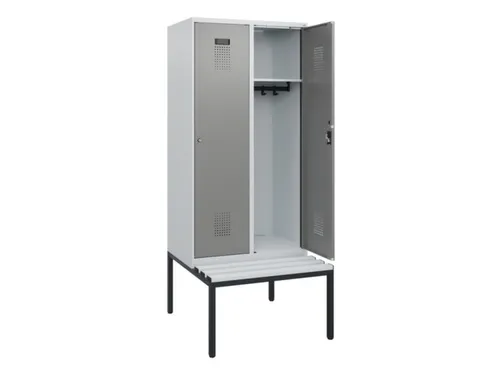 locker met bank,HxBxD 1950x800x815mm,2vak,vak B 400mm,cilinderslot