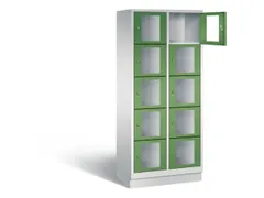 Lockerkast 1800x810x500mm 2x5 vakken Cilinderslot, Sokkel, RAL6011