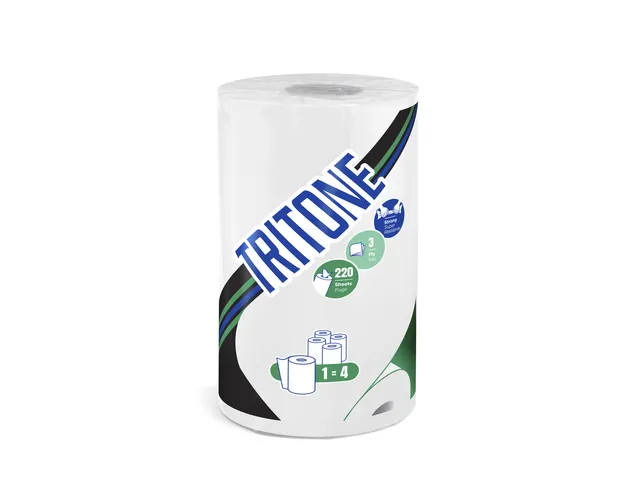 Keukenrol Celtex Tritone 3-laags wit 220 vel krimp a 12 rol