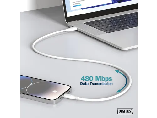 USB-C siliconen oplaadkabel USB-A USB-C 1m USB 2.0 60W wit