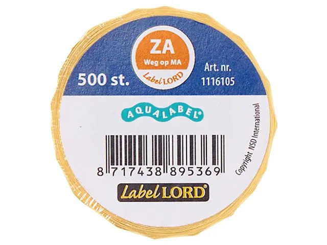 Voedseletiketten 54x22x54mm Aqualabel ZA weg op MA