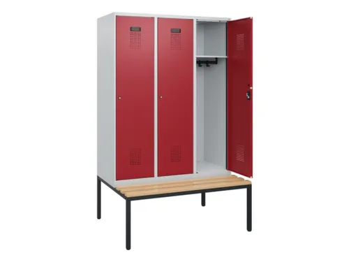 locker met bank,HxBxD 1950x1200x815mm,3vak,vak B 400mm,cilinderslot