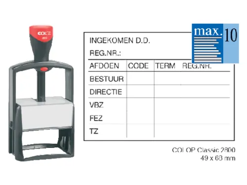 Tekststempel Colop 2800 +bon 10regels 68x49mm zwart