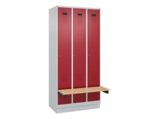 locker met bank,HxBxD 1950x900x815mm,3vak,vak B 300mm,cilinderslot - 2