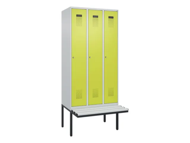 locker met bank,voor scheiding van kleding,HxBxD 2120x900x815mm,3vak