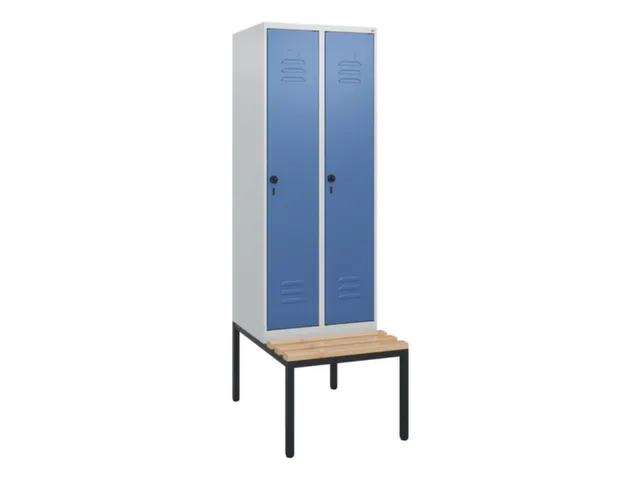 locker met bank,HxBxD 1950x600x815mm,2vak,vak B 300mm,draaigrendel