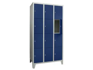 lockerkast,HxBxD 1850x900x500mm,3x4vakken,RAL7035,front RAL5010 - 2