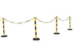 Kunststof Kettingstaanderset Geel Zwart Achthoekige 4 Palen