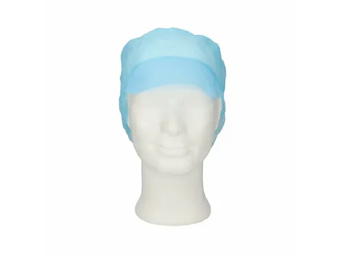 PPnw pet met klep haaropvang, blauw 'snood cap' 1000 Stuks