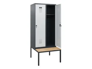 locker met bank,HxBxD 1950x800x815mm,2vak,vak B 400mm,draaigrendel - 1