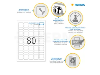 HERMA 10003 Verwijderbare etiketten A4 35,6x16,9mm Wit 2000 stuks - 3