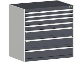 ladekast HxBxD 1000x1050x650mm 7laden RAL7035 front RAL7016 - 2