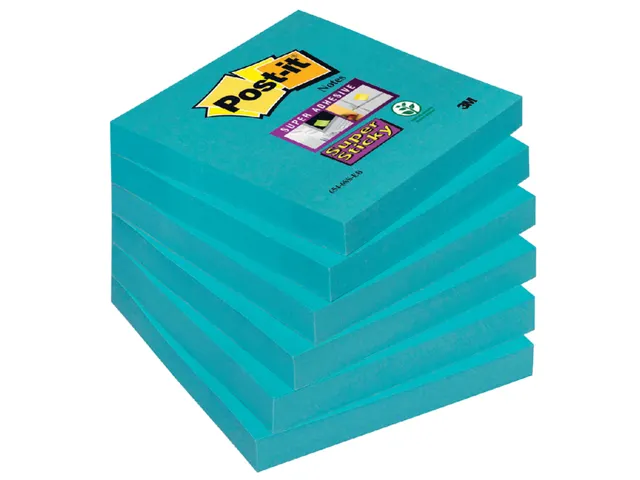 Memoblok Post-it 654 Super Sticky 76x76mm blauw 90 vel