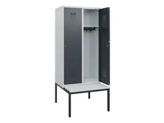 locker met bank,HxBxD 1950x800x815mm,2vak,vak B 400mm,cilinderslot - 1