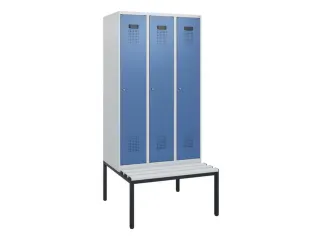 locker met bank,HxBxD 1950x900x815mm,3vak,vak B 300mm,cilinderslot - 2
