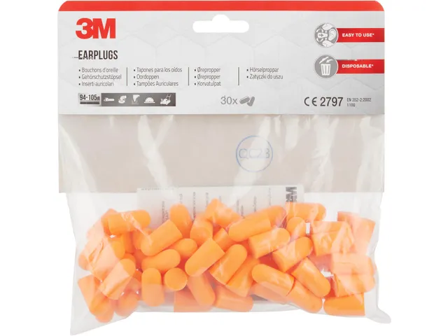 3M wegwerp Oordoppen 1100 94-105dB Oranje 30 paar/pak