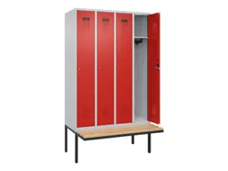 locker met bank,HxBxD 2120x1200x815mm,4vak,vak B 300mm,cilinderslot