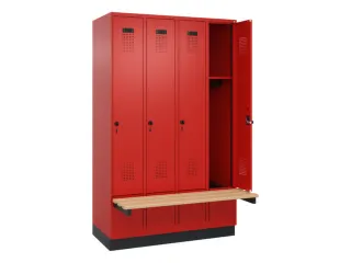 locker met bank,HxBxD 1950x1200x815mm,4vak,vak B 300mm,draaigrendel - 1