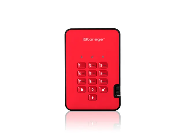 iStorage diskAshur2 256-bit 3TB USB 3.1 Harde Schijf Rood