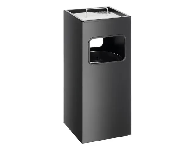 Metalen Afvalbak 17 Liter Met Asbak Zwart