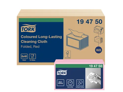 Reiningingsdoek Tork 194750 Long Lasting W8 multifunctioneel rood