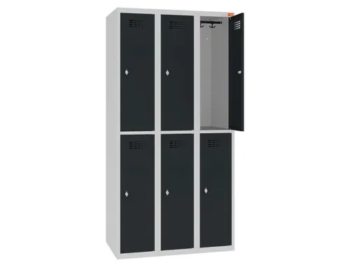 Dubbeldekse lockerkast,HxBxD 1800x900x500mm,3x2vak.,draaigrendel