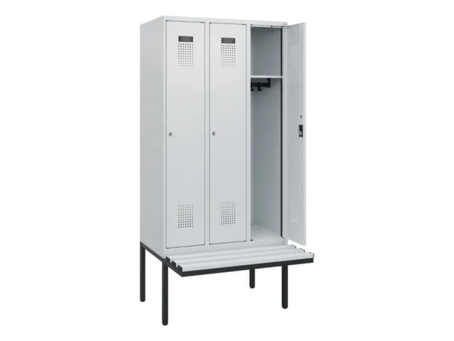 locker met bank,HxBxD 1950x900x815mm,3vak,vak B 300mm,cilinderslot
