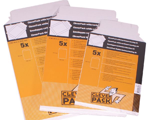Envelop CleverPack A5 176x250mm karton wit 5stuks | CleverpackShop.nl