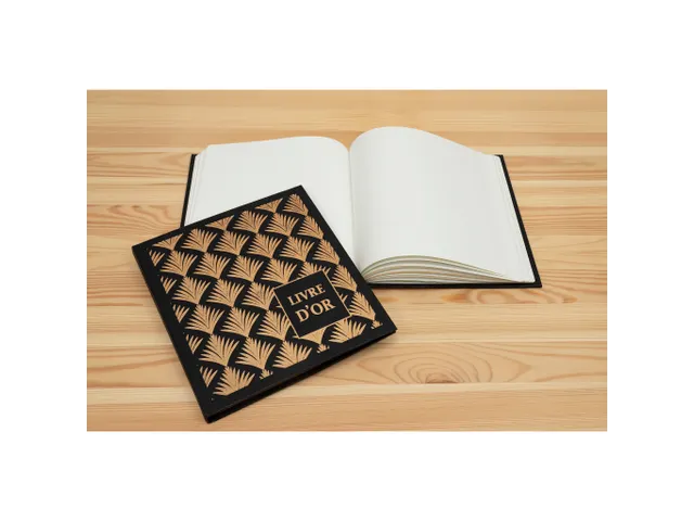Livre d'or 140 pages tranche or - Format 21x19cm - PALMYRE - Noir palm