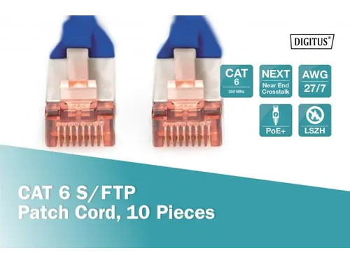 CAT 6 S-FTP patchkabel Cu LSZH AWG 27/7 Lengte 2m 10 stuks Blauw