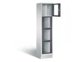 Lockerkast 1800x420x500mm 1x4 vakken Cilinderslot, Sokkel, RAL7021 - 1
