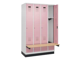 locker met bank,HxBxD 1950x1200x815mm,4vak,vak B 300mm,cilinderslot - 1