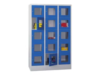 lockerkast,HxBxD 1850x1200x500mm,3x5vakken,RAL7035,front RAL5010 - 2