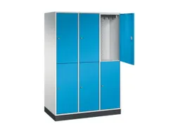 Dubbeldekse garderobekast,RAL 7035/RAL 5012,HxBxD 1950x1220x600mm