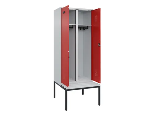 locker met bank,voor scheiding van kleding,HxBxD 2120x800x815mm,2vak