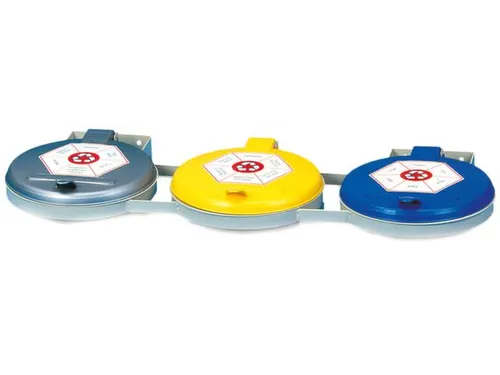 Afvalverzamelaar 120 Liter 3Voudig Wand Deksel Geel/blauw/zilver
