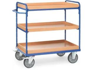 Etagewagens 3 Etages Met Rand 8120 Hout 500kg 850x500mm Ral5007 - 1