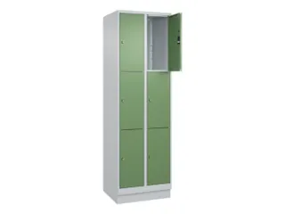 lockerkast,HxBxD 1950x600x500mm,2x3vakken,vak B 300mm,cil.-slot,sokkel - 1