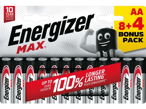 batterijen Max AA blister van 8 stuks + 4 stuks