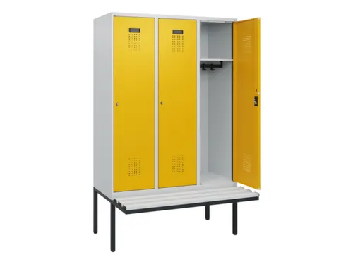 locker met bank,HxBxD 1950x1200x815mm,3vak,vak B 400mm,cilinderslot