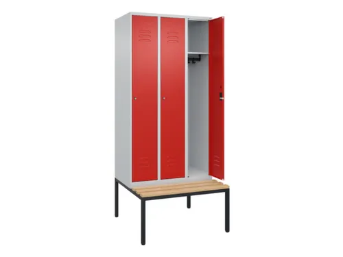 locker met bank,HxBxD 2120x900x815mm,3vak,vak B 300mm,cil.-slot