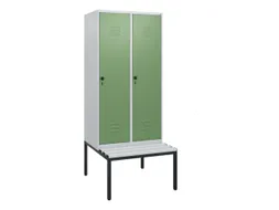 locker met bank,HxBxD 1950x800x815mm,2vak,vak B 400mm,draaigrendel