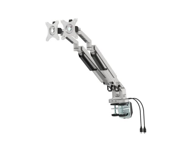 Bras 2 écrans incl ports USB gris