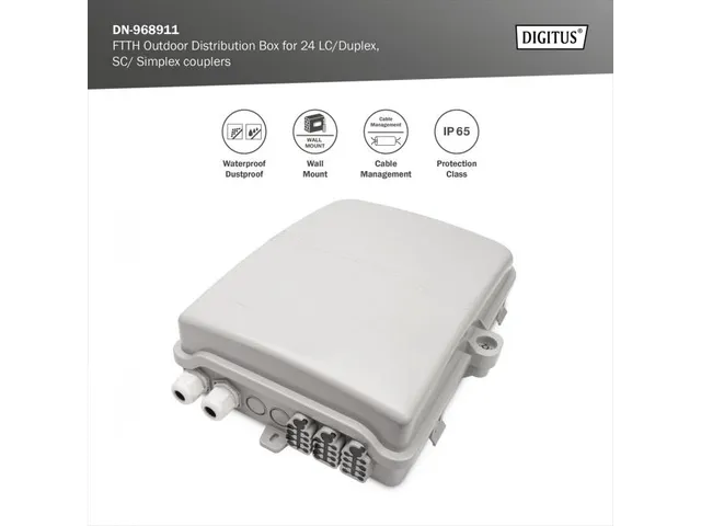 FTTH-verdeelkast buiten 24 LC duplex of 24 SC simplex koppelingen