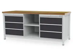 werkbank,m. achterwand,HxBxD 859x2000x750mm,multiplexblad