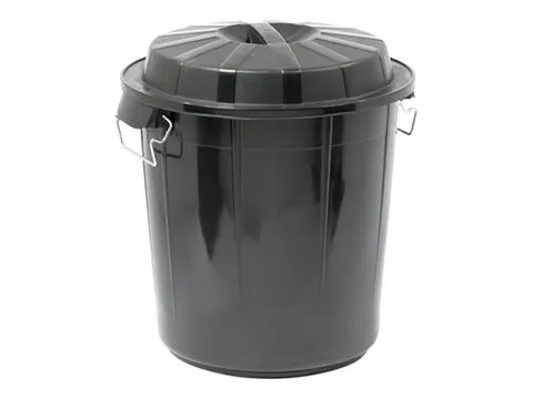 Denox kunststof Afvalvat met deksel 50 liter Zwart