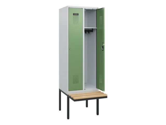 locker met bank,HxBxD 1950x600x815mm,2vak,vak B 300mm,cilinderslot