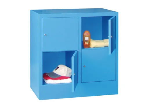 lockerkast,HxBxD 855x800x500mm,2x2vakken,RAL7035,front RAL7035