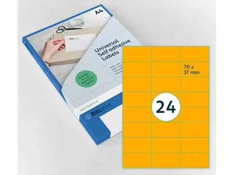 Etiket Rillprint 70x37mm fluororanje 2400 etiketten
